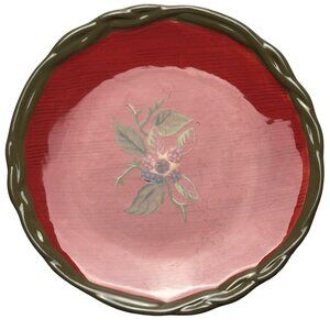 Tracy Porter Octavia Hill Collection Desert Bread Plate 8” Red Floral Ceramic